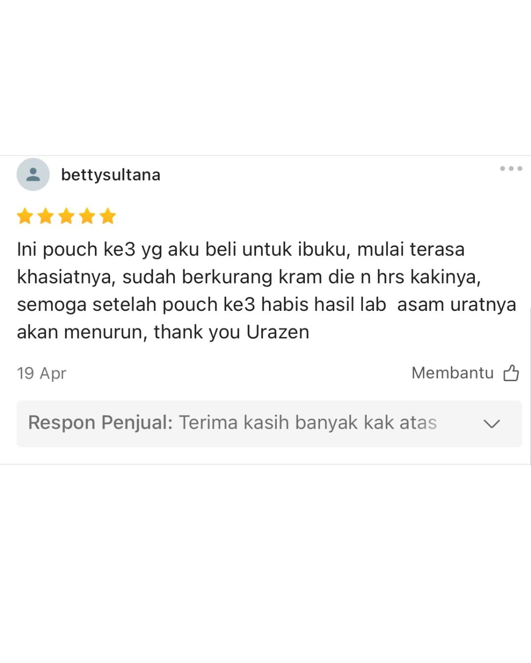 Testimoni UraZen dari pembeli 4