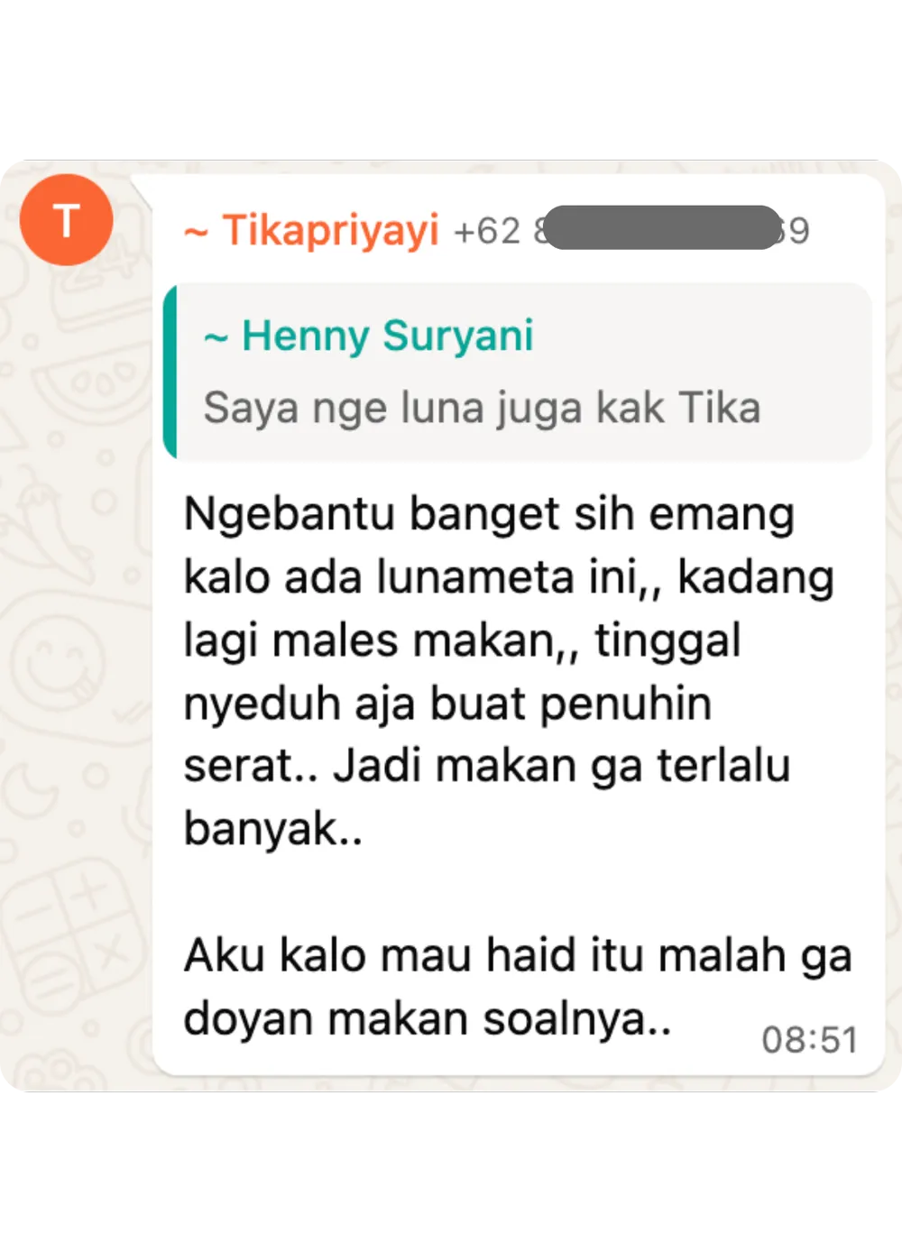Screenshot chat pelanggan LunaBloom (5 dari 10)