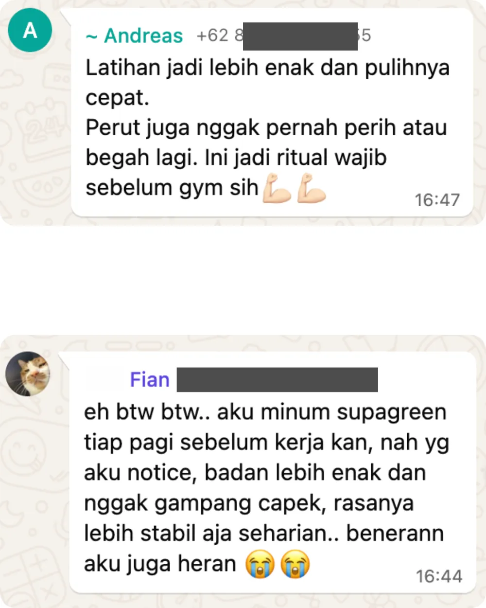 Screenshot chat pelanggan Supagreen (3 dari 6)