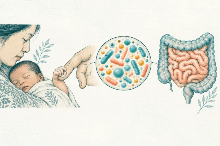 Ilustrasi plat spesimen BloomLab: cara kita dilahirkan menentukan microbiome kita dan hubungannya dengan kesehatan usus