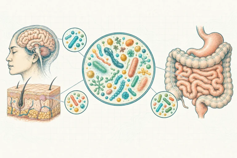 Ilustrasi plat spesimen BloomLab: mengenal microbiome dan pentingnya untuk hidup sehat dan hubungannya dengan kesehatan usus