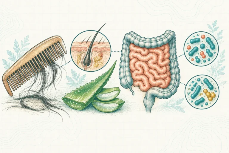 Ilustrasi plat spesimen BloomLab: rambut rontok parah bisa jadi masalah dari usus dan hubungannya dengan kesehatan usus
