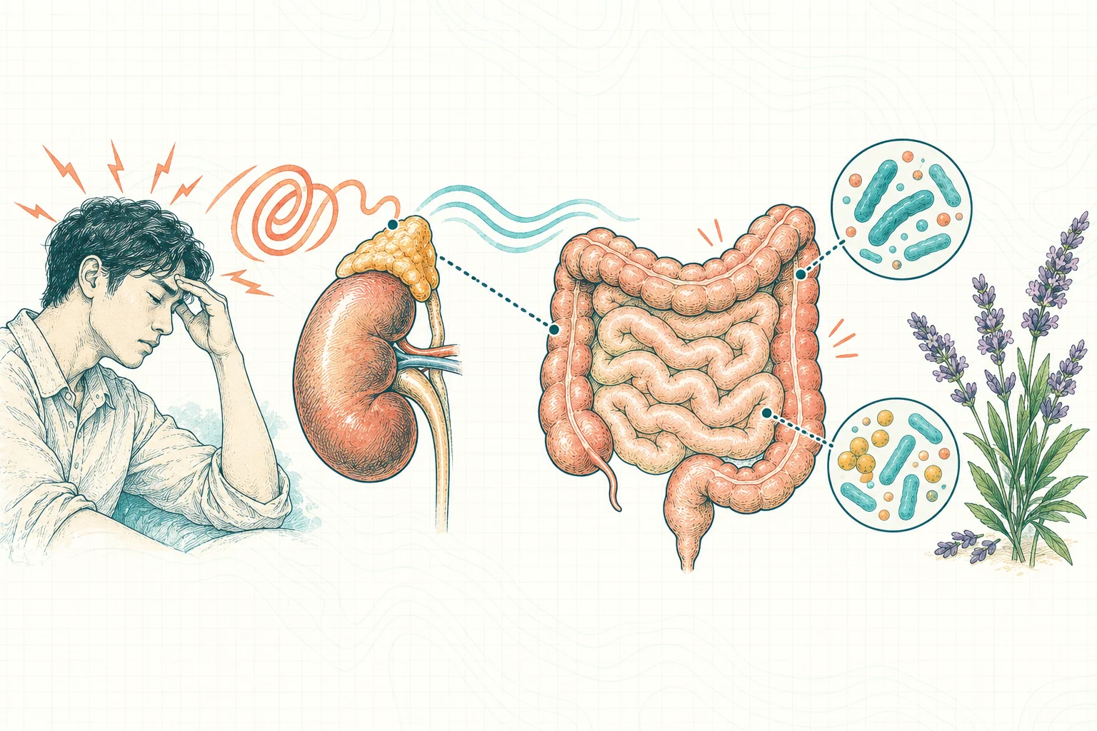 Ilustrasi plat spesimen BloomLab: hormon kortisol 5 bahaya stres berlebihan bagi usus dan hubungannya dengan kesehatan usus