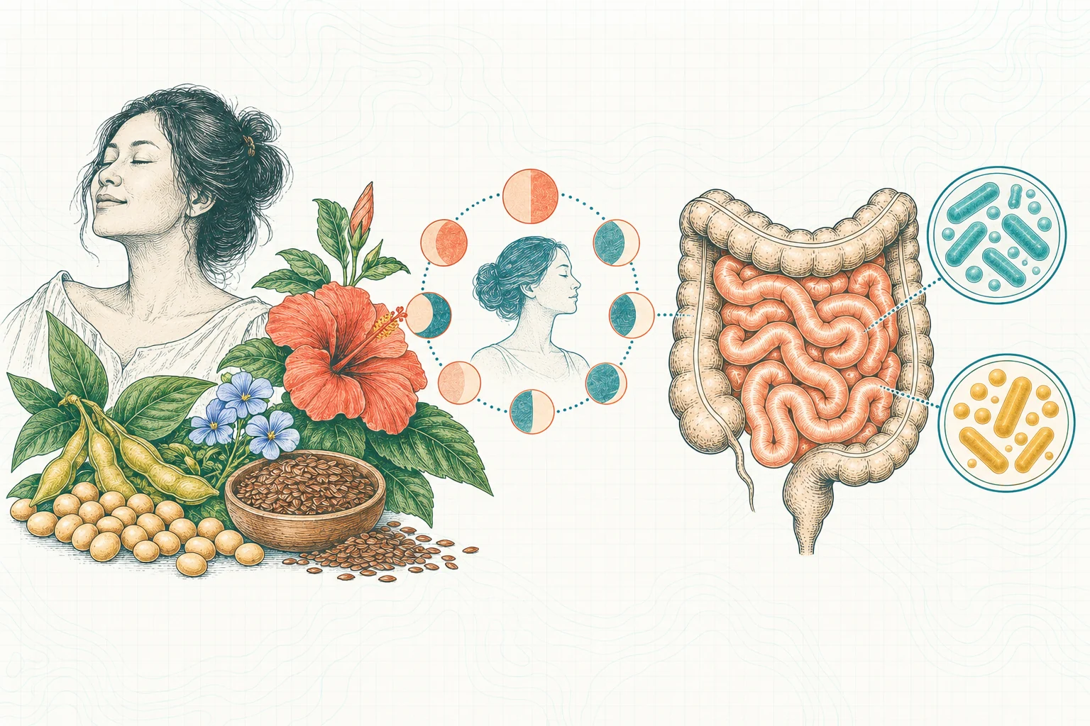 Ilustrasi plat spesimen BloomLab: menopause 7 cara alami atasi gejala lewat usus dan hubungannya dengan kesehatan usus