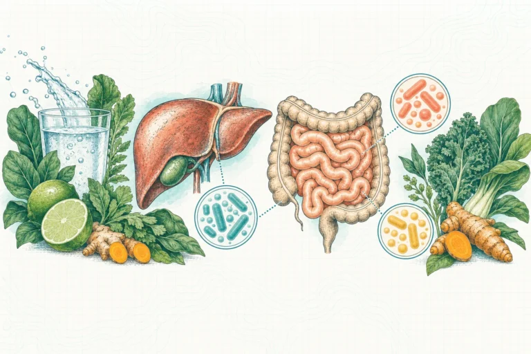 Ilustrasi plat spesimen BloomLab: detox tubuh 7 cara alami bersihkan racun lewat usus dan hubungannya dengan kesehatan usus