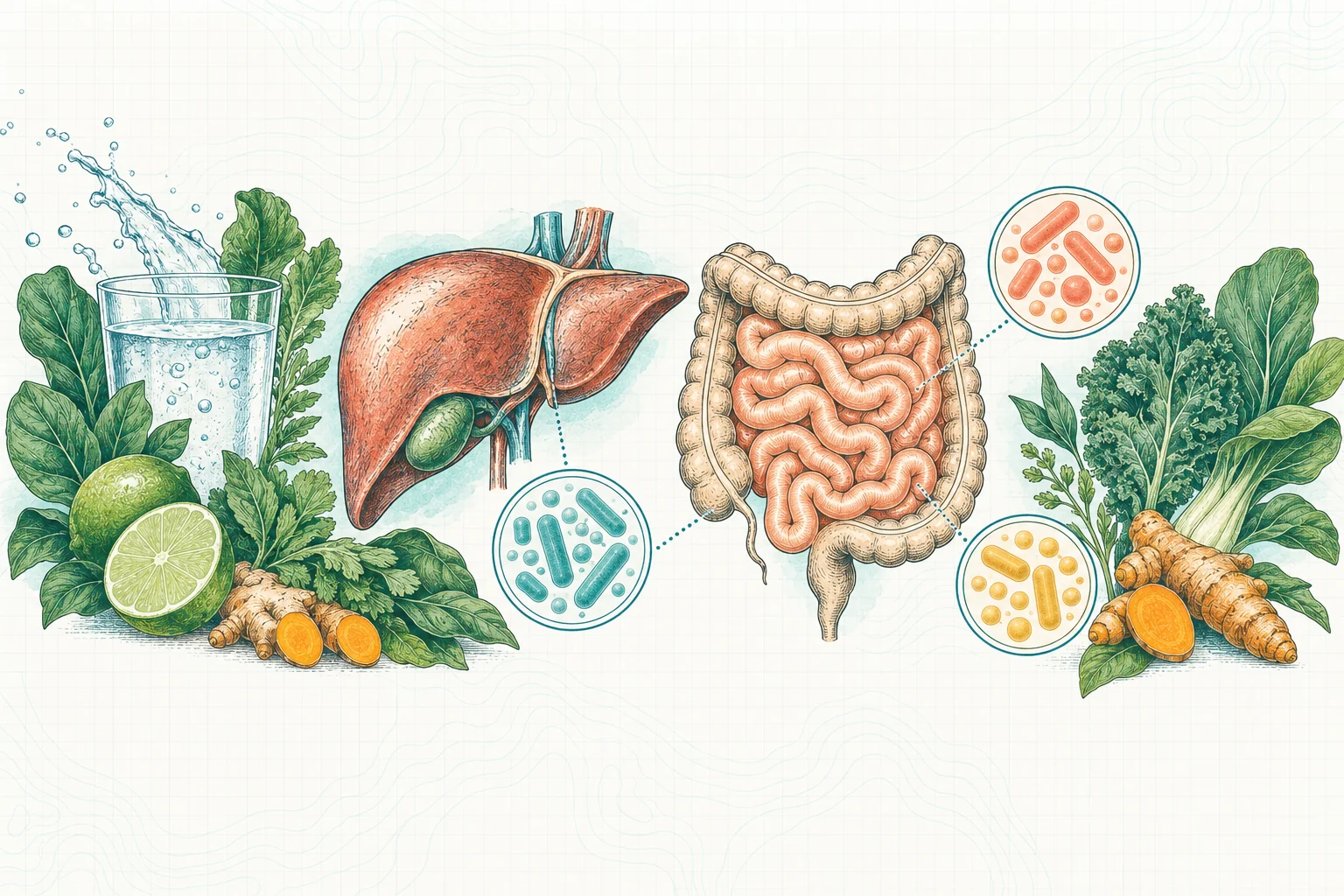 Ilustrasi plat spesimen BloomLab: detox tubuh 7 cara alami bersihkan racun lewat usus dan hubungannya dengan kesehatan usus