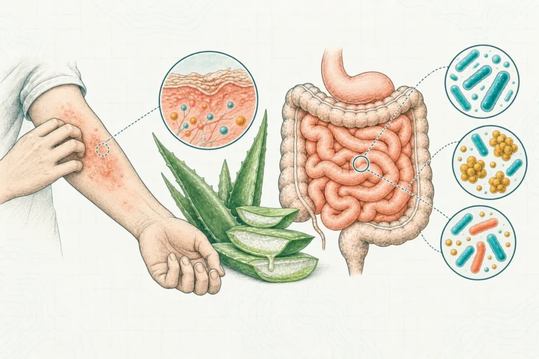 Ilustrasi plat spesimen BloomLab: kulit gatal 6 hubungan penting dengan kesehatan usus dan hubungannya dengan kesehatan usus