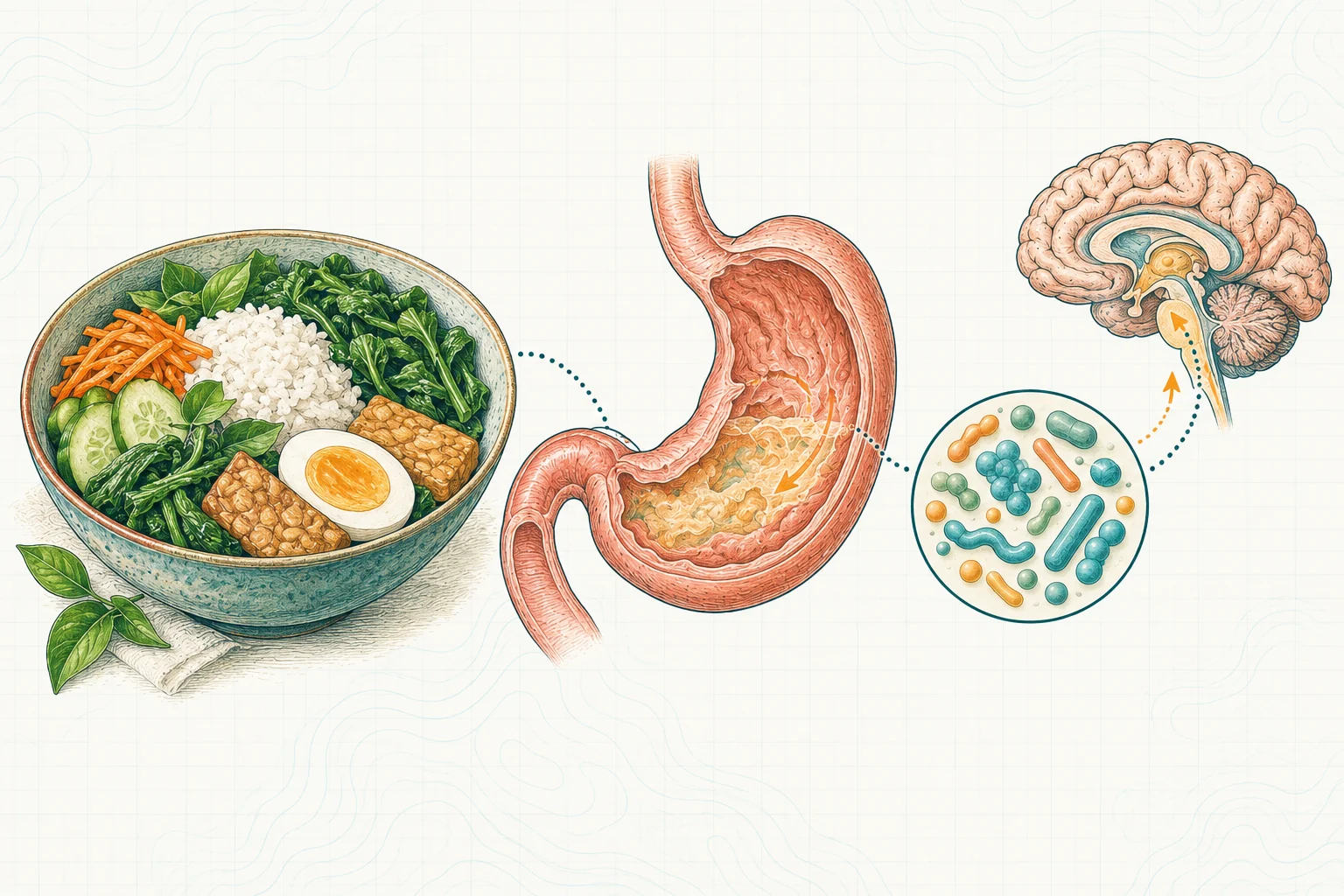 Ilustrasi plat spesimen BloomLab: nafsu makan 5 fakta hubungannya dengan bakteri usus dan hubungannya dengan kesehatan usus