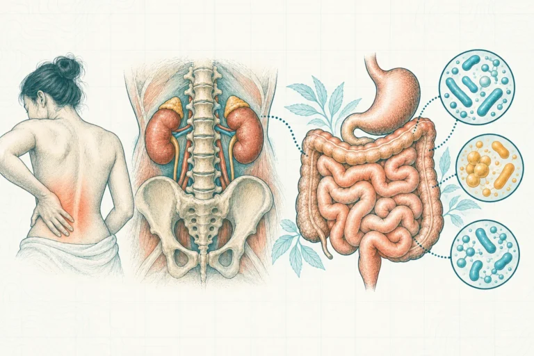 Ilustrasi plat spesimen BloomLab: sakit pinggang 5 hubungan tersembunyi dengan usus dan hubungannya dengan kesehatan usus