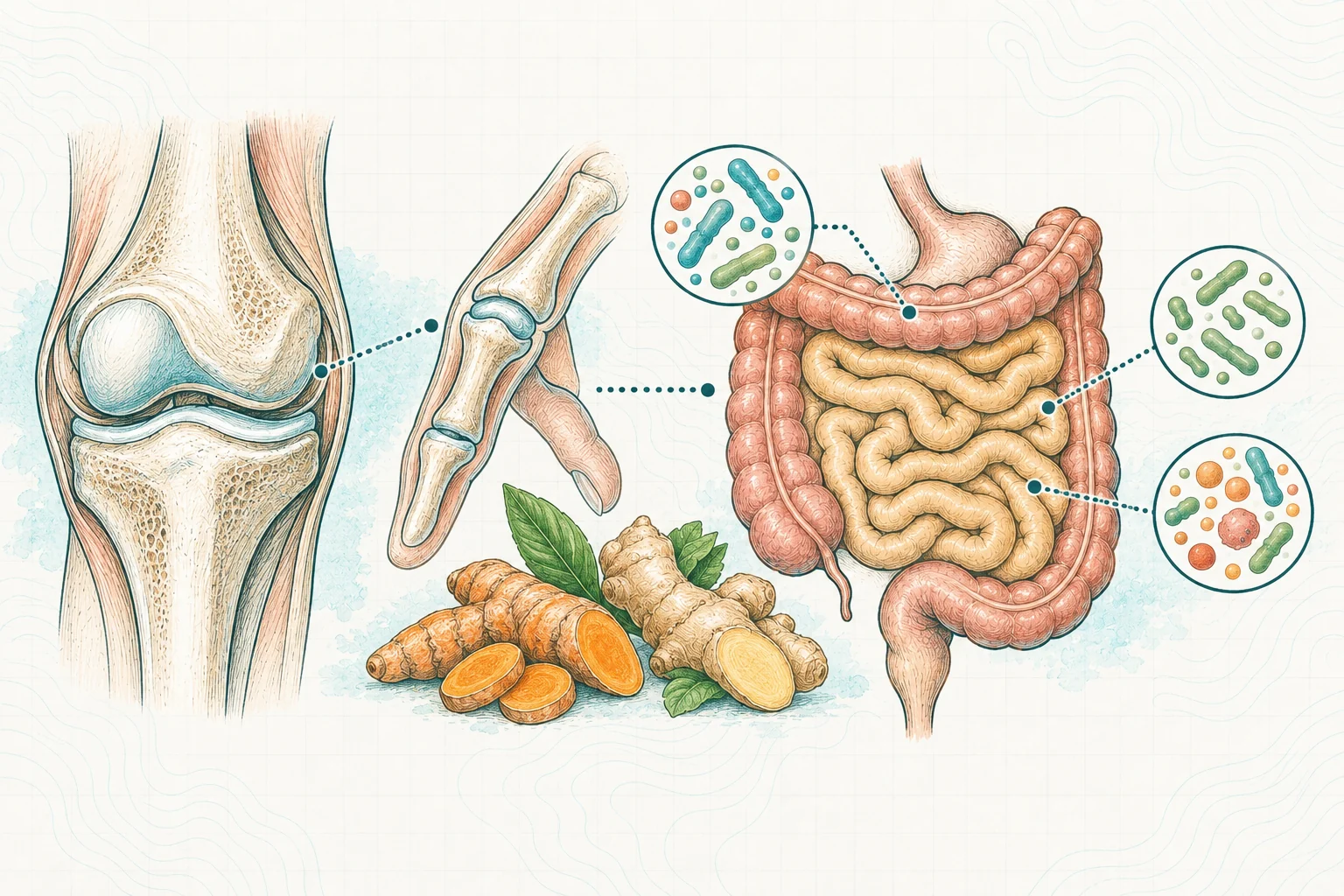 Ilustrasi plat spesimen BloomLab: sendi kaku 5 penyebab dari usus yang jarang diketahui dan hubungannya dengan kesehatan usus