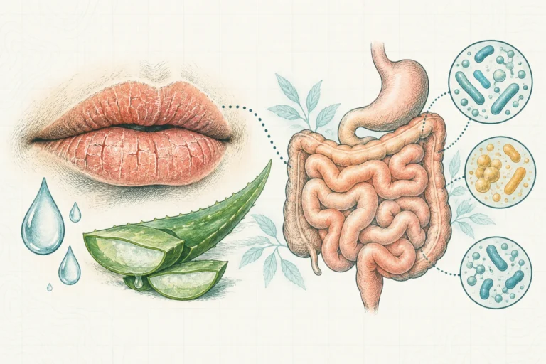 Ilustrasi plat spesimen BloomLab: bibir kering 5 penyebab dari usus dan solusi alami dan hubungannya dengan kesehatan usus