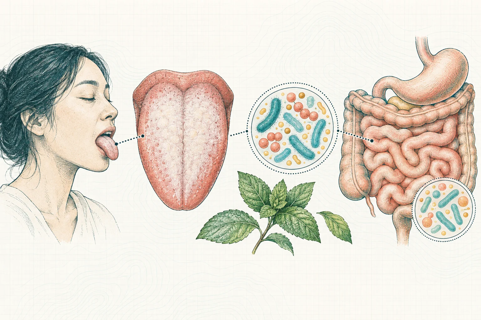 Ilustrasi plat spesimen BloomLab: lidah putih 5 penyebab dari usus yang wajib diketahui dan hubungannya dengan kesehatan usus