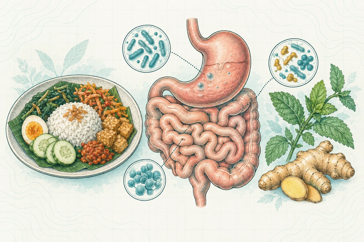 Ilustrasi plat spesimen BloomLab: kembung setelah makan 5 penyebab dari usus dan hubungannya dengan kesehatan usus