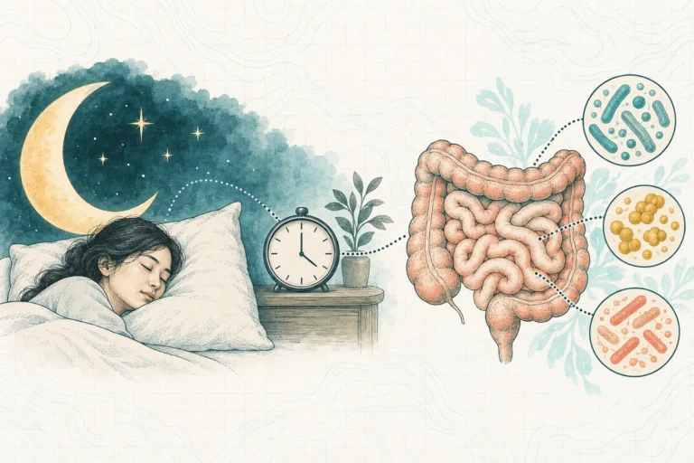 Ilustrasi plat spesimen BloomLab: bangun tengah malam 5 penyebab dari usus dan hubungannya dengan kesehatan usus