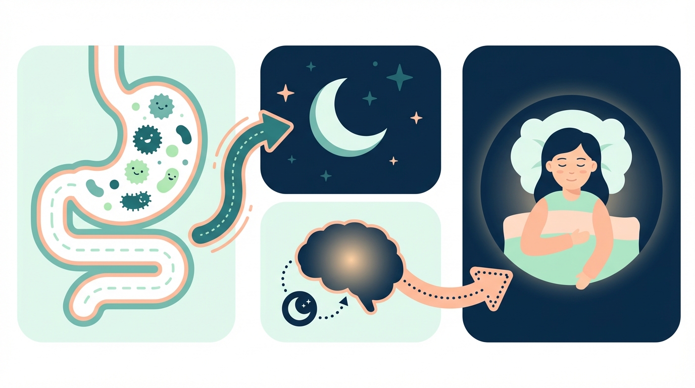 Infografik susah tidur bakteri usus dan koneksi microbiome tidur