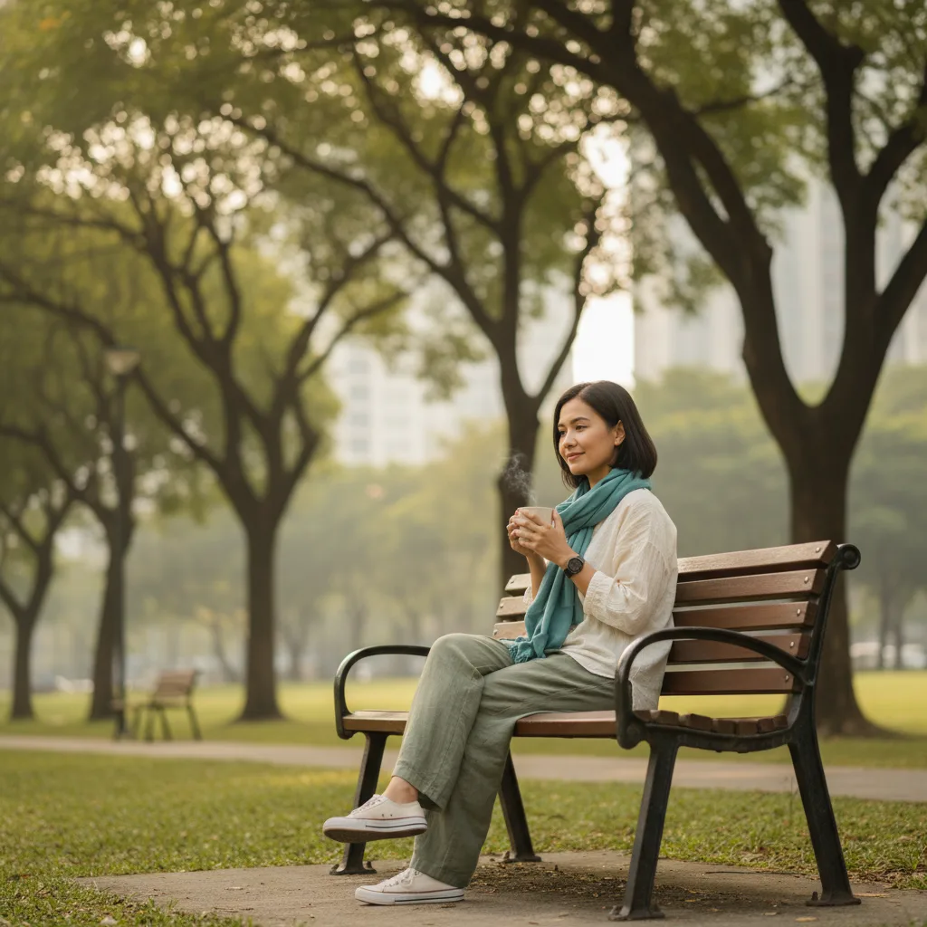 Cemas mikrobiom usus - wanita di taman