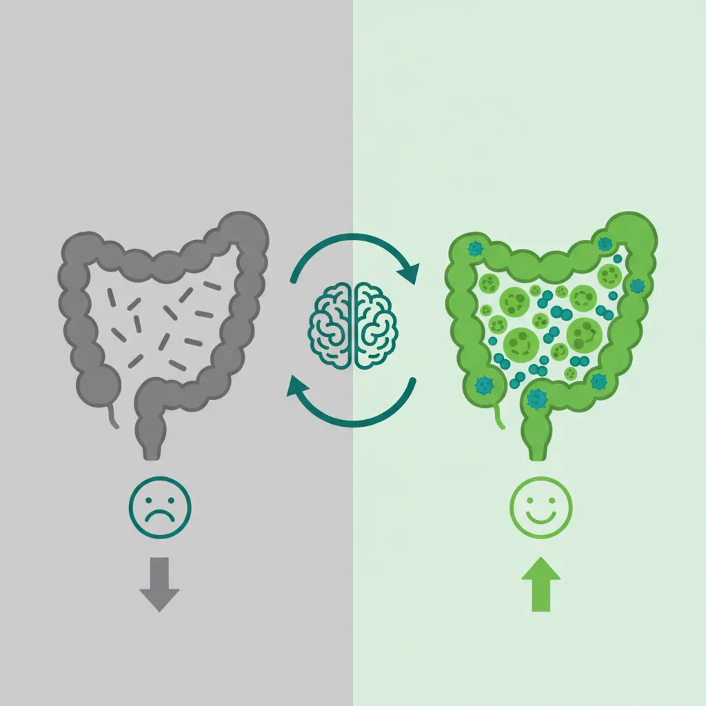 Infografik cemas mikrobiom usus dan gut-brain axis