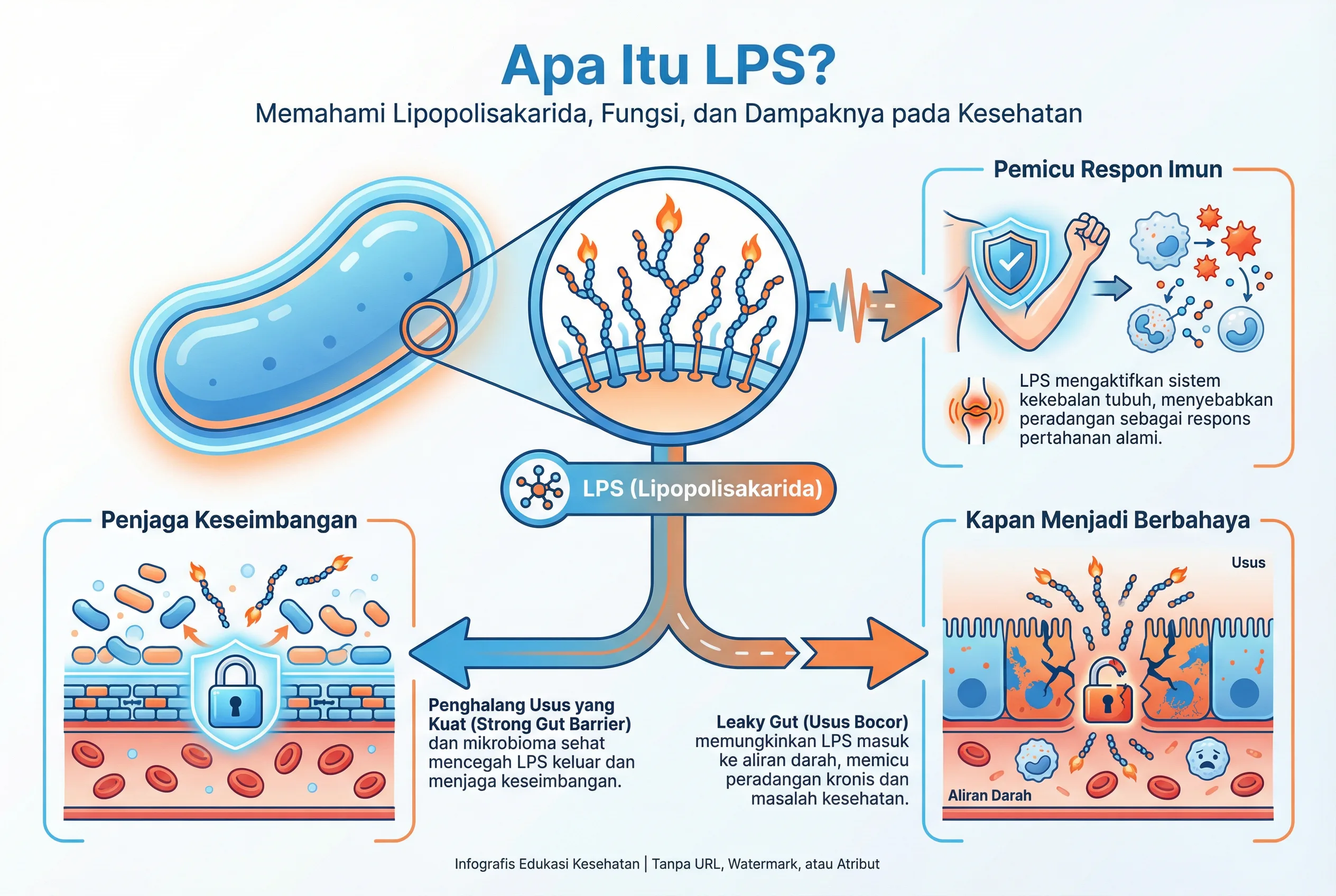 Infografis apa itu LPS lipopolisakarida dan dampaknya pada kesehatan