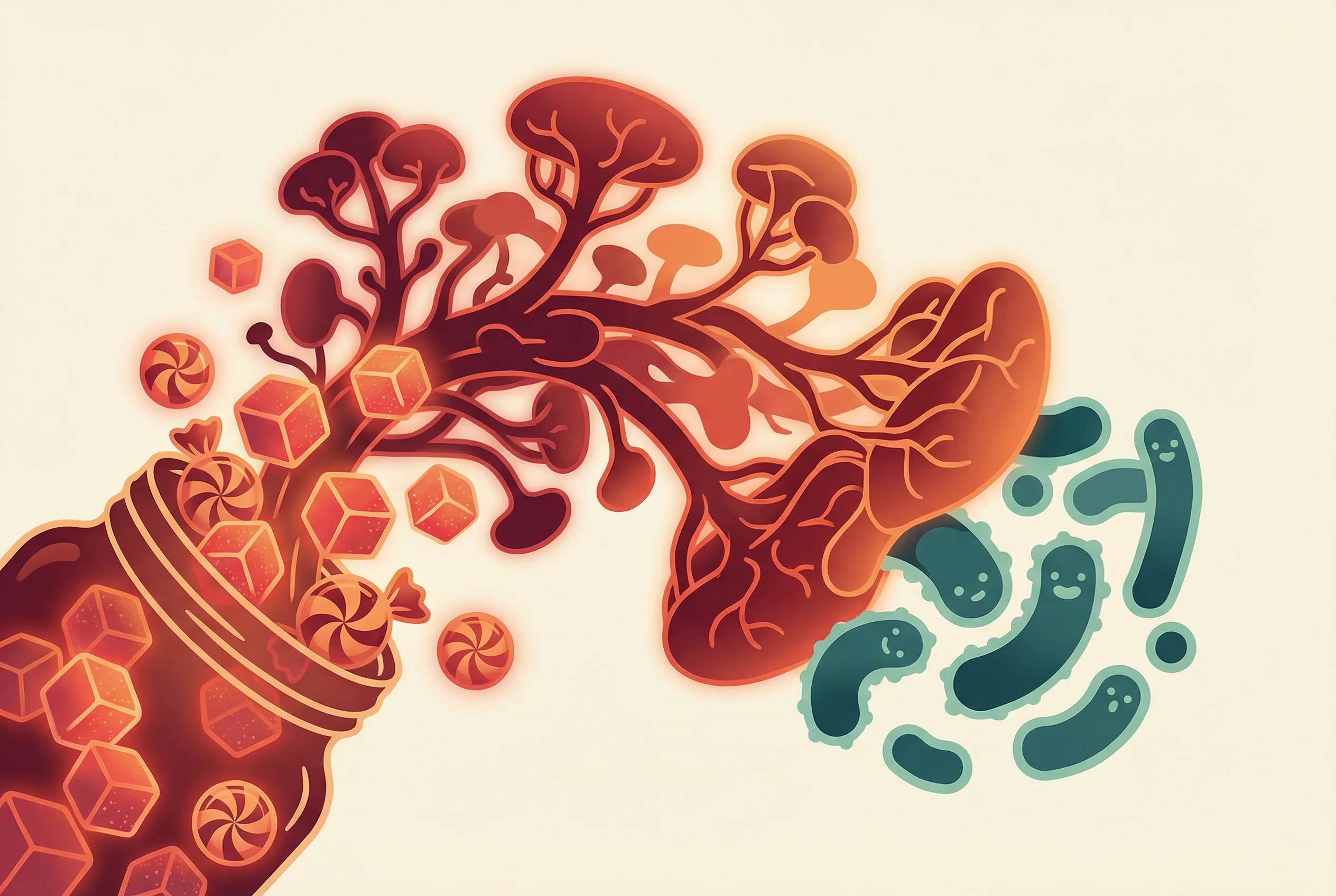 Ilustrasi gula penyebab terbesar candida di usus