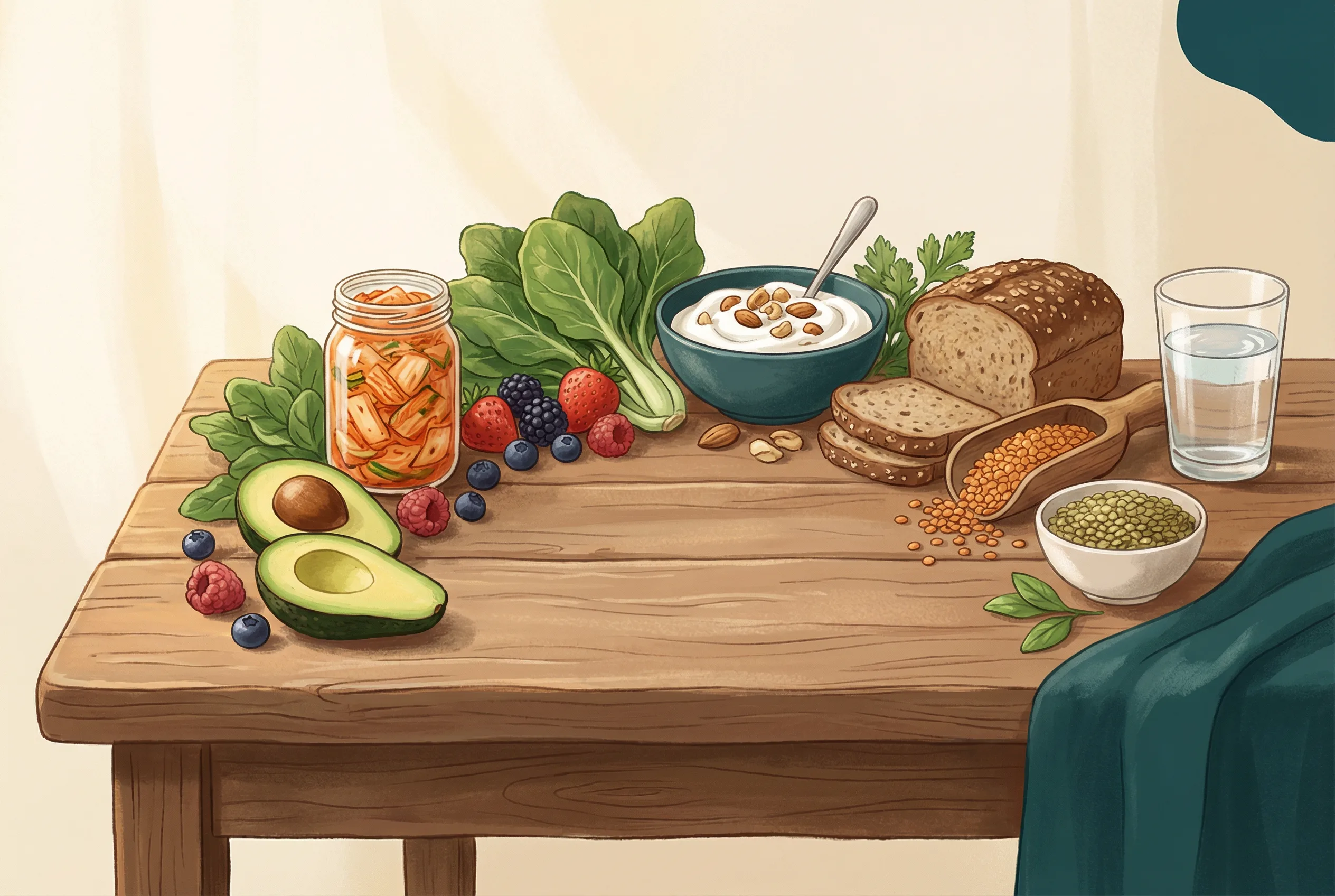 Ilustrasi makanan sehat untuk pencernaan lancar