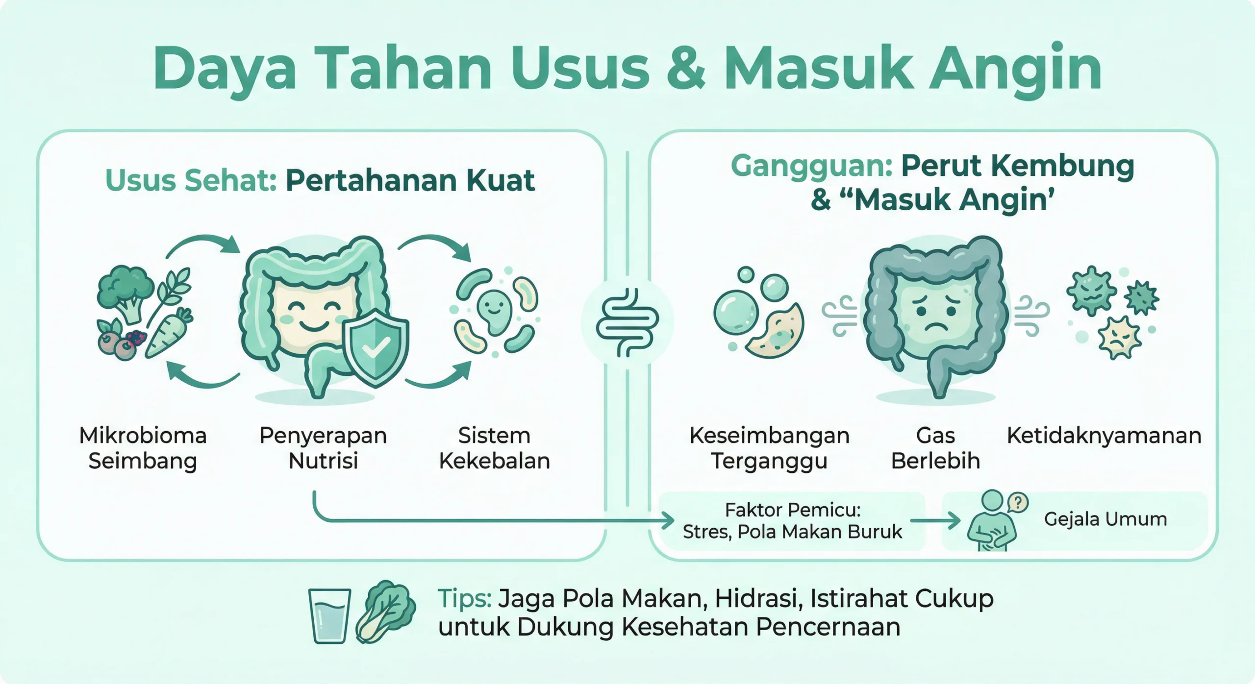 Infografik masuk angin dan hubungan bakteri usus