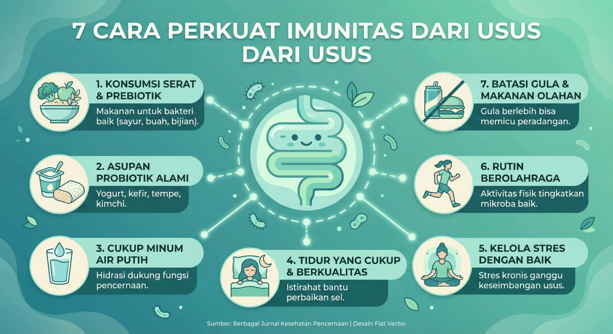 Infografik imunitas dan hubungan bakteri usus