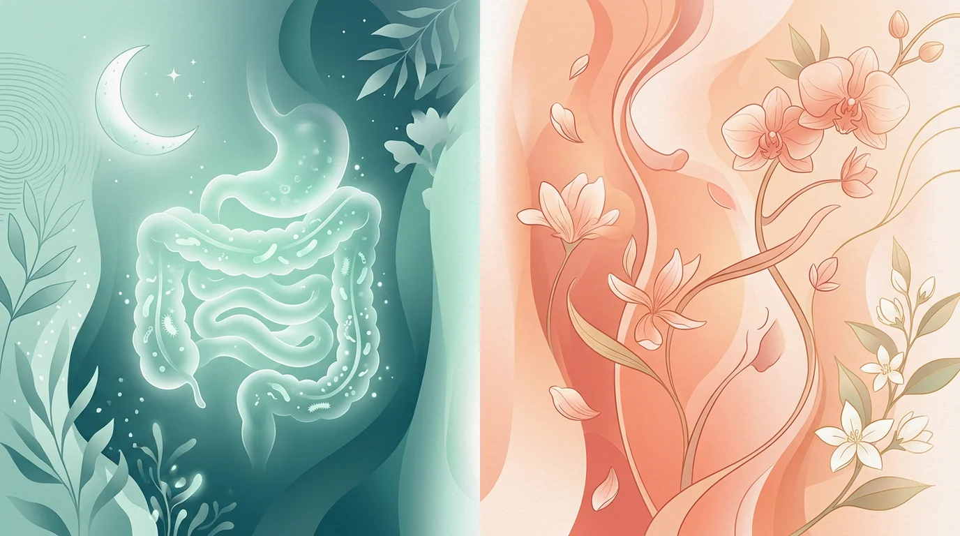 Ilustrasi keseimbangan nutrisi GutReset dan HerCycle BloomLab